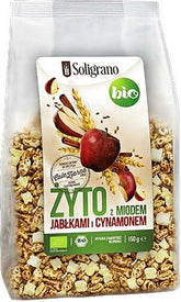 Expanderad råg med äpple i honungs- och kanelglasyr BIO 150 g - SOLIGRANO